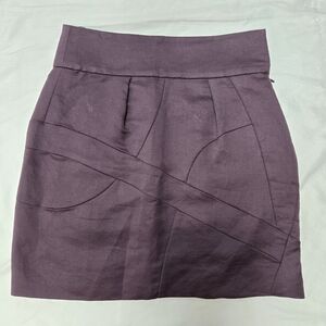 Chloe Purple Pigalle Silk Lined Cotton Linen Blend Panel Pencil Skirt